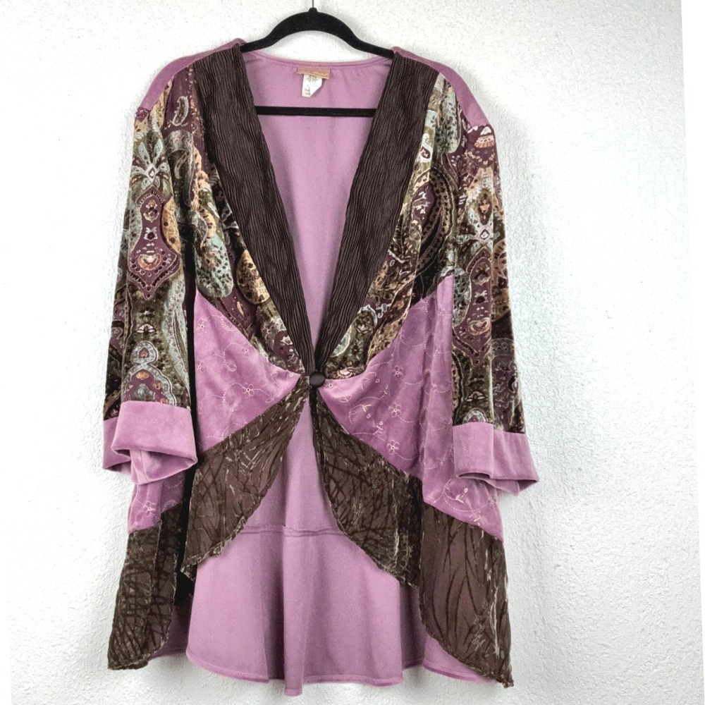 Soft Focus Purple Lace & Velvet Paisley Jacket - 4X- Whimsigoth